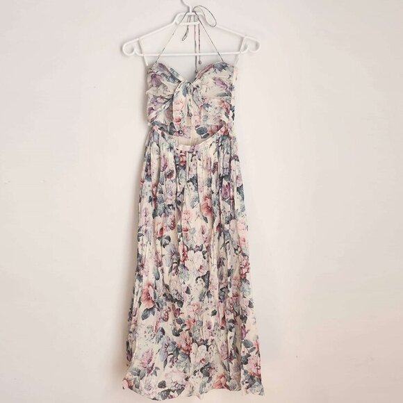 Seen on Anne Hathaway! Zimmermann Romantic Jasper Tie Halter Dress Size 0 b106 - Picture 3 of 14